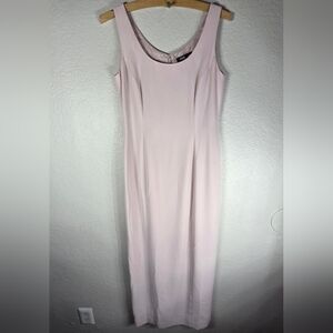 Rimini by Shaw Dusty Rose Sleveless Maxi Dress Slit Back Y2K Size4 Scoop Neck